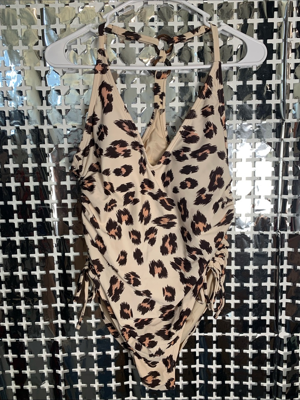 Kona Sol Beige Leopard Print One-Piece Swimsuit